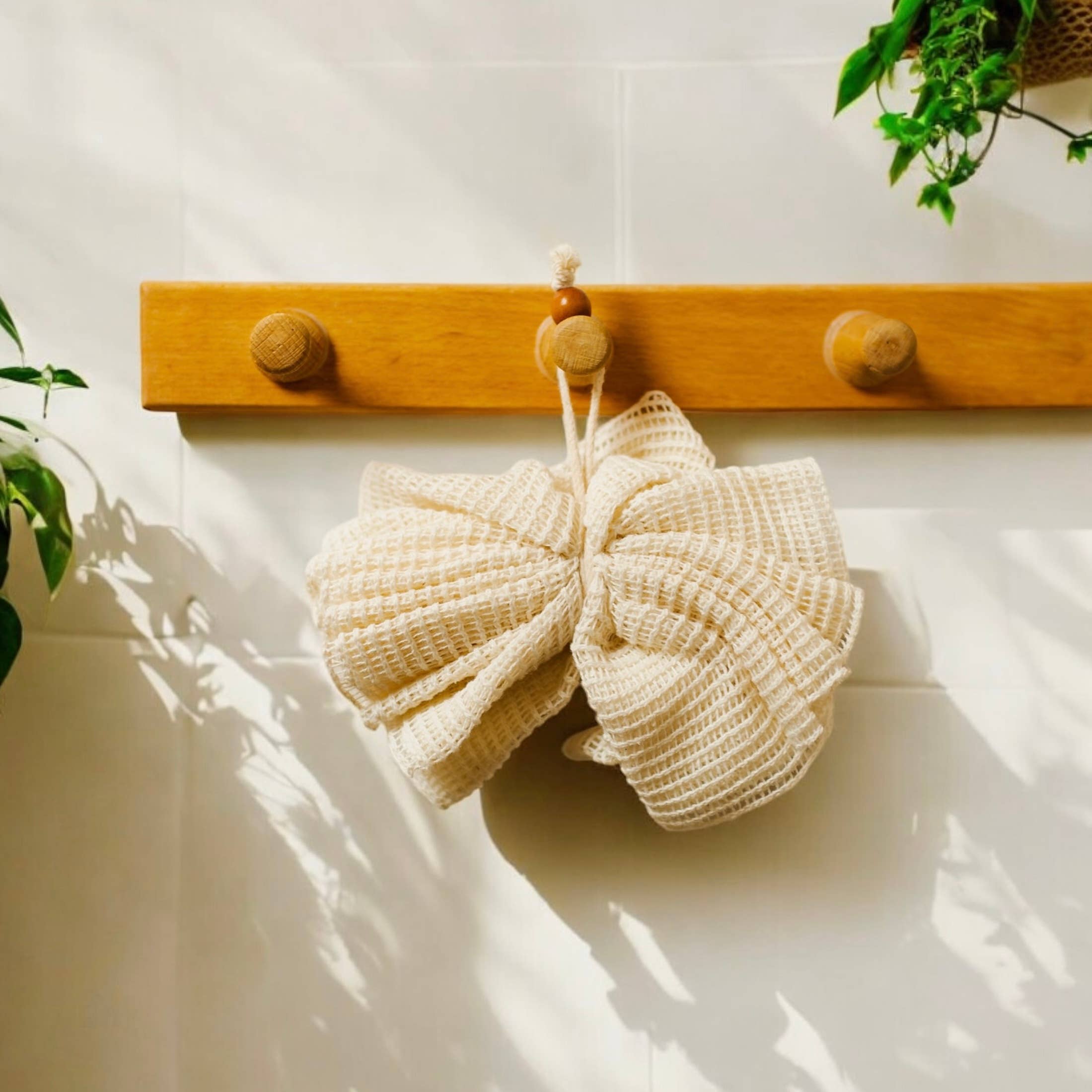 napo！WONDER FULL LIFE ramie DEEL Ramie Exfoliating Shower Pouf – Natural Fiber Bath Sponge – EarthShopp