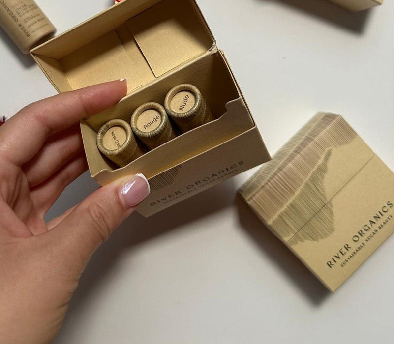 Set of 3 Tinted Vegan Lip Balms – Nourishing, Plastic-Free Lip Care Gift Box