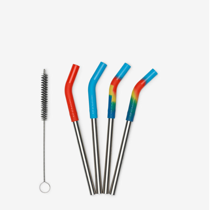 Reusable Stainless Steel Straws – Short 4-Pack with Cleaning Brush