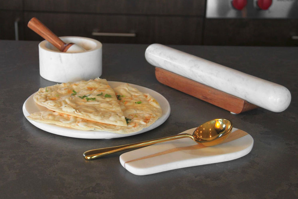Marble Rolling Pin and Wood Base