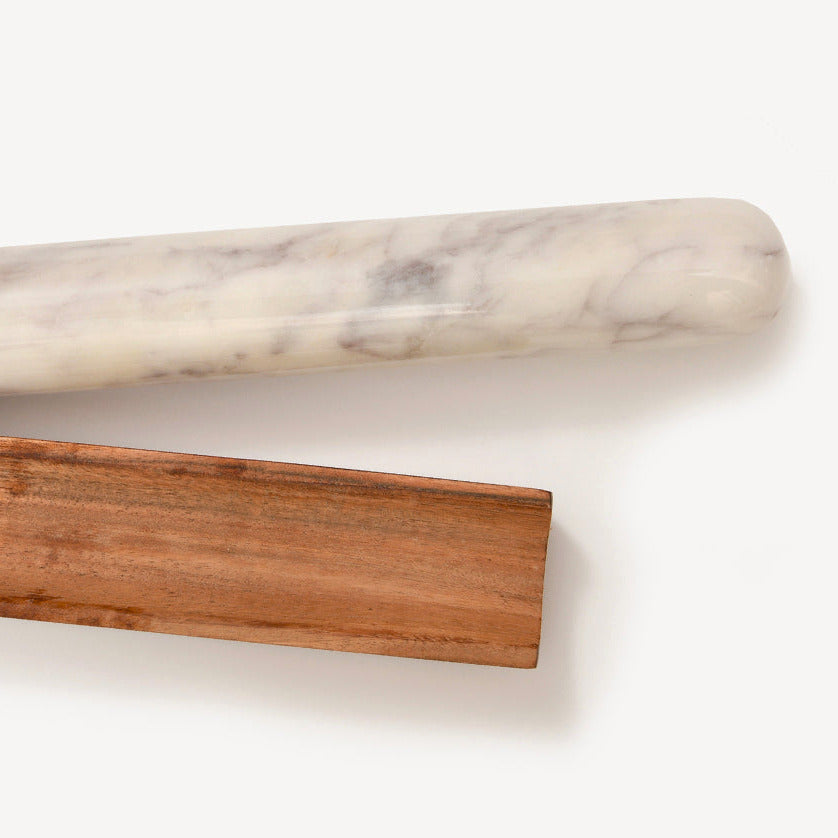 Marble Rolling Pin and Wood Base