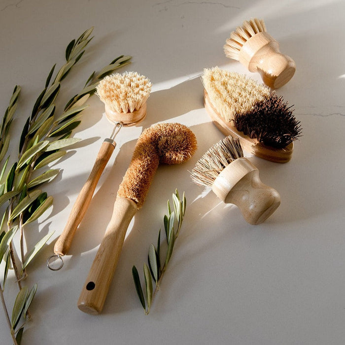 Dish Brush Kit – 5-Piece Bamboo & Plant Fiber Cleaning Set | Plastic-Free, Compostable & Eco-Friendly Kitchen Essentials