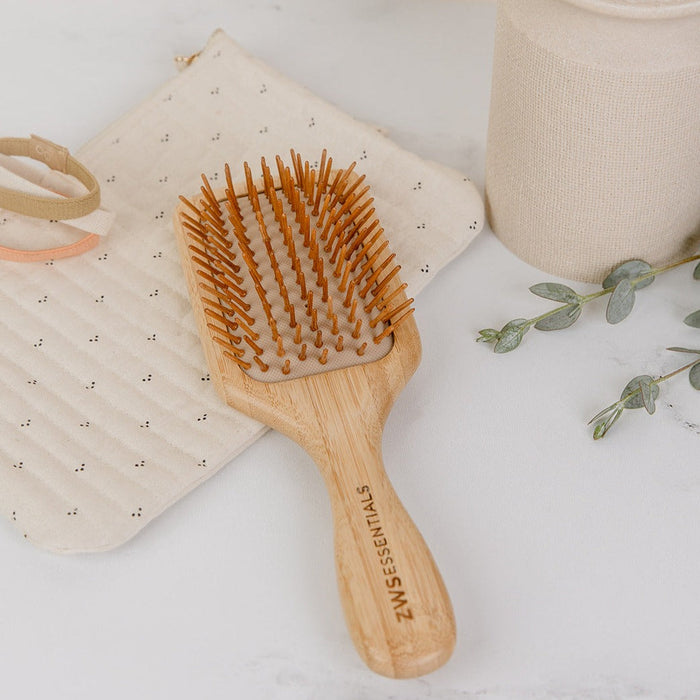 Bamboo Hair Brush – 100% Bamboo, Plastic-Free, Compostable | Eco-Friendly Paddle Hair Brush