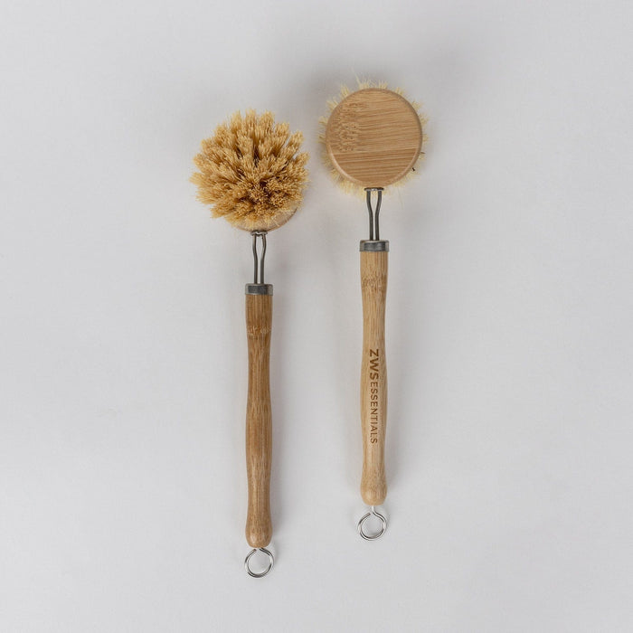 Long Handle Dish Brush – Bamboo & Agave Fiber | Replaceable Head, Plastic-Free & Compostable Kitchen Scrubber