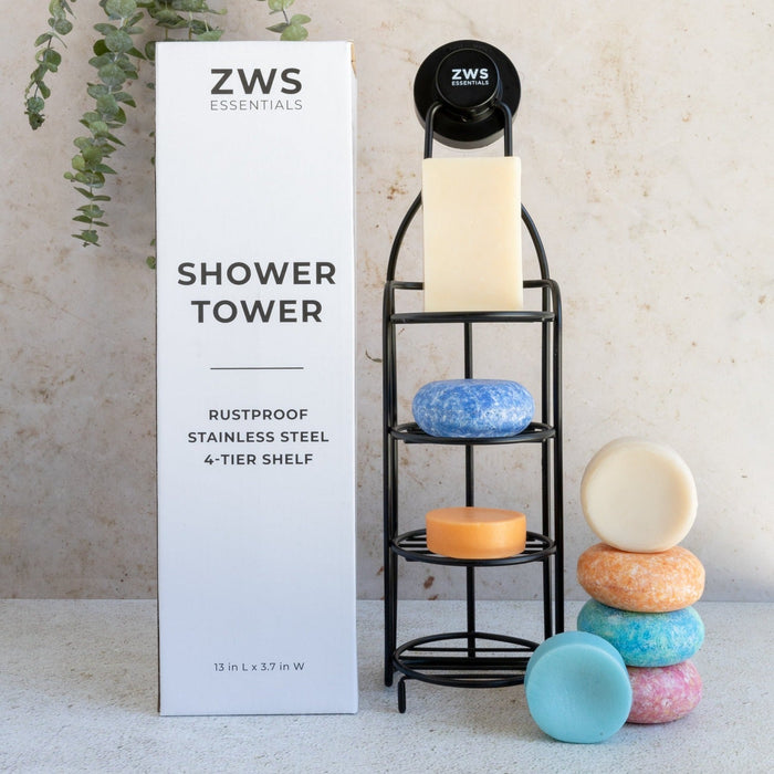 Shower Tower – Self-Draining 4-Tier Bar Soap Holder | Rust-Proof Stainless Steel Shower Organizer