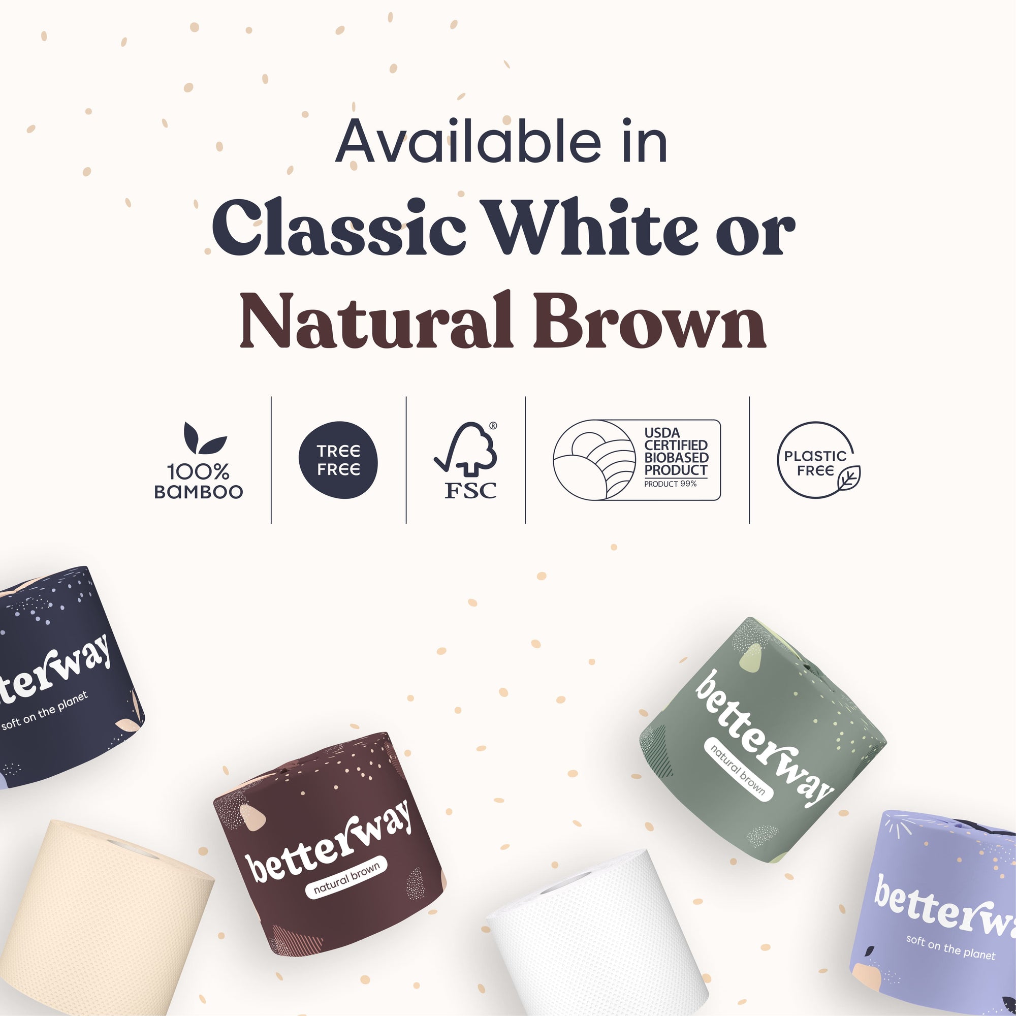 Betterway - Single-Wrapped Bamboo TP - 36-pack | White &amp; Natural Brown
