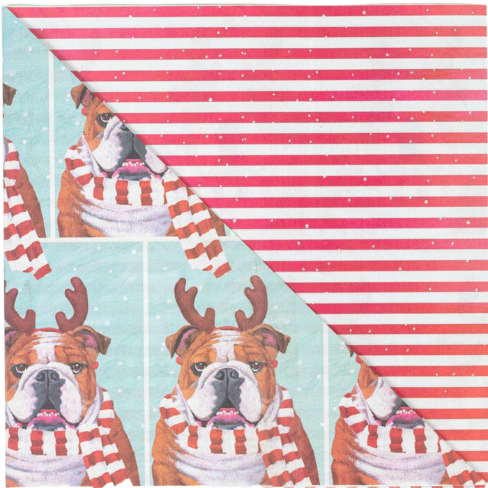 Wrappily Eco Gift Wrap Co. - Cozy Bulldog • Double-sided Eco Wrapping Paper • Holiday