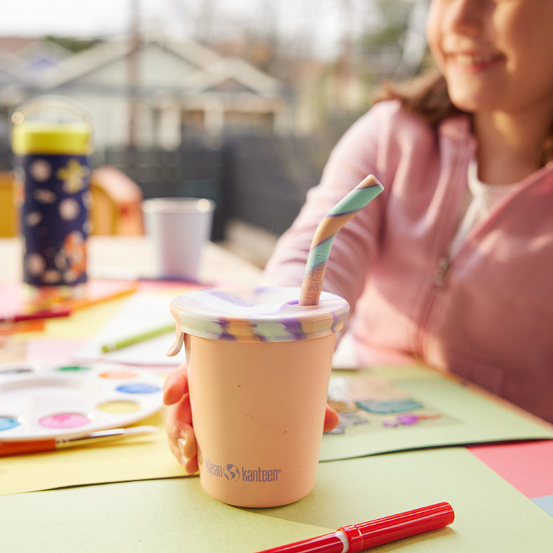 10oz Reusable Kid’s Cup with Straw Lid – Stainless Steel