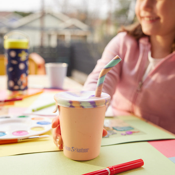 10oz Reusable Kid’s Cup with Straw Lid – Stainless Steel