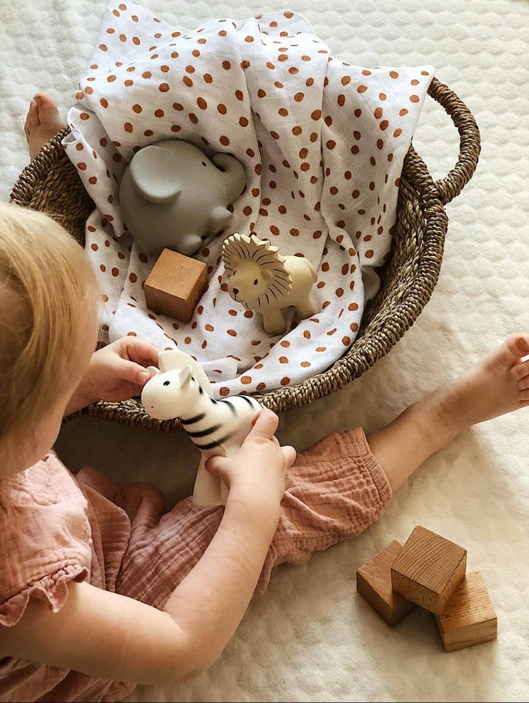 Elephant Organic Rubber Teether, Rattle & Bath Toy