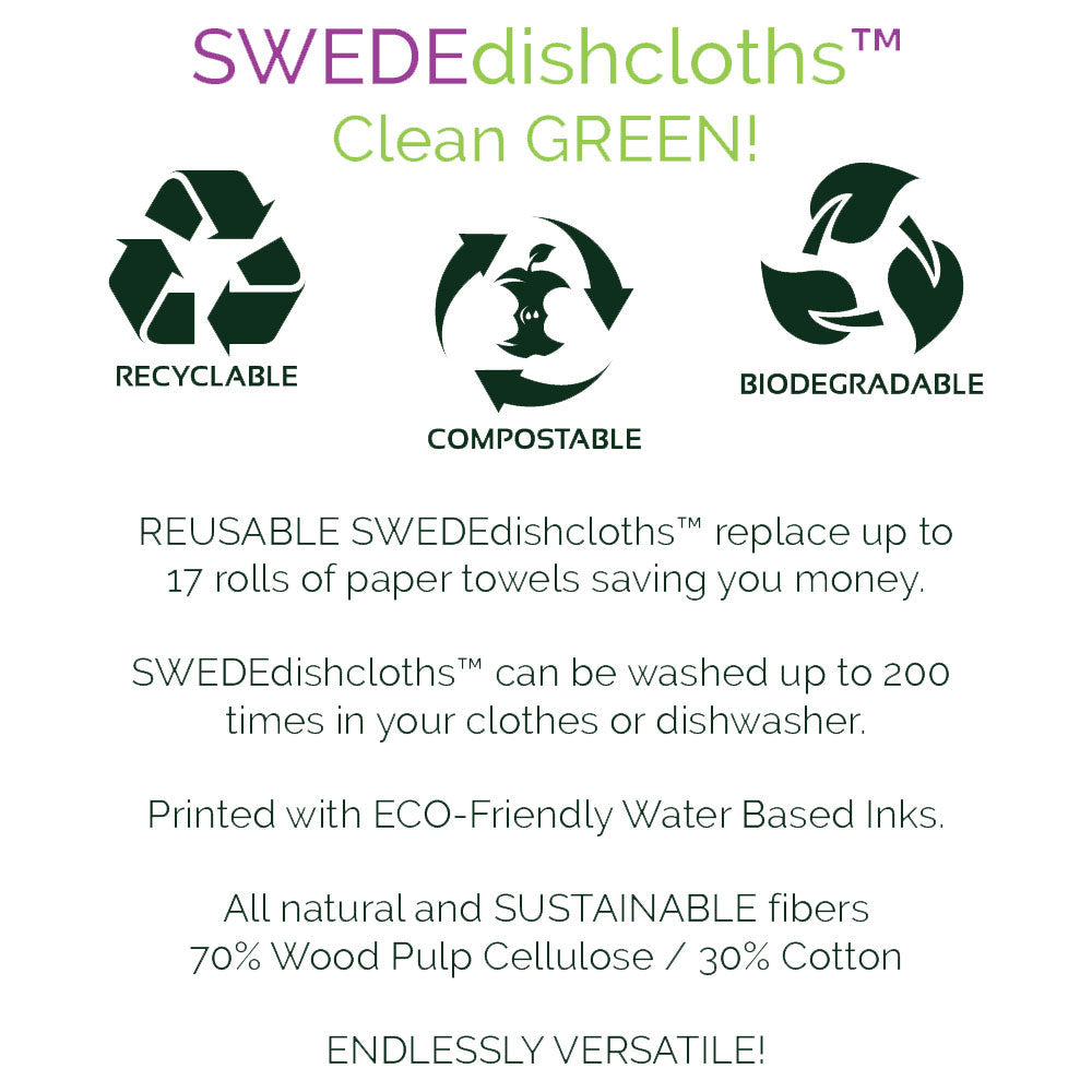 Mixed Pandas Set of 3 Swedish Dishcloths – Reusable, Compostable & Eco-Friendly Paper Towel Replacements