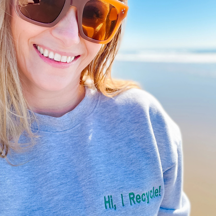 Eco-Friendly Crew Neck Sweater – “Hi, I Recycle!”