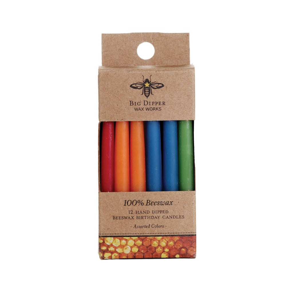 100% Pure Beeswax Birthday Candles (Natural or Multi-Color)