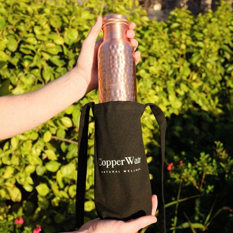 Handmade Brushed & Hammered Copper Ayurvedic Water Bottle