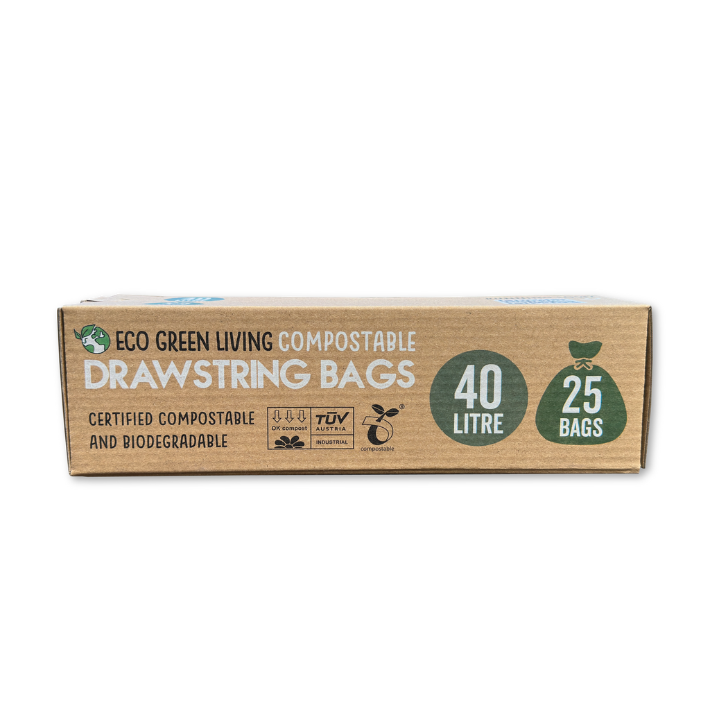 Compostable Drawstring Bin Bags | 10.5 Gallons (25 bags)