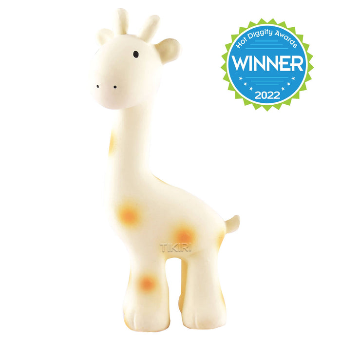 Tikiri Toys LLC - Giraffe Natural Organic Rubber Teether, Rattle & Bath Toy