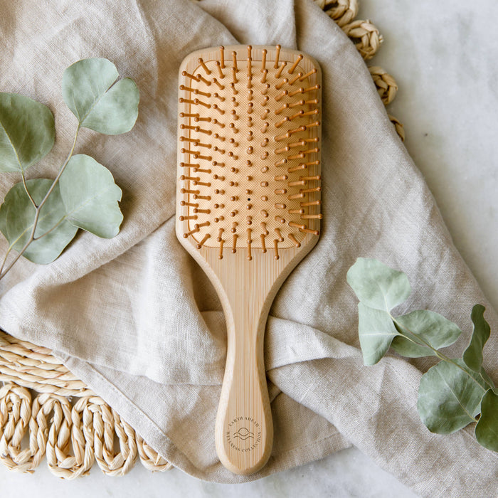 Earth Ahead - Large Square Bamboo Hairbrush With Cleaner | Eco Friendly