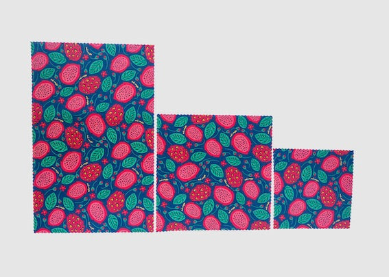Beeswax Food Wrap – Dragonfruit Print | Reusable Organic Cotton Wraps
