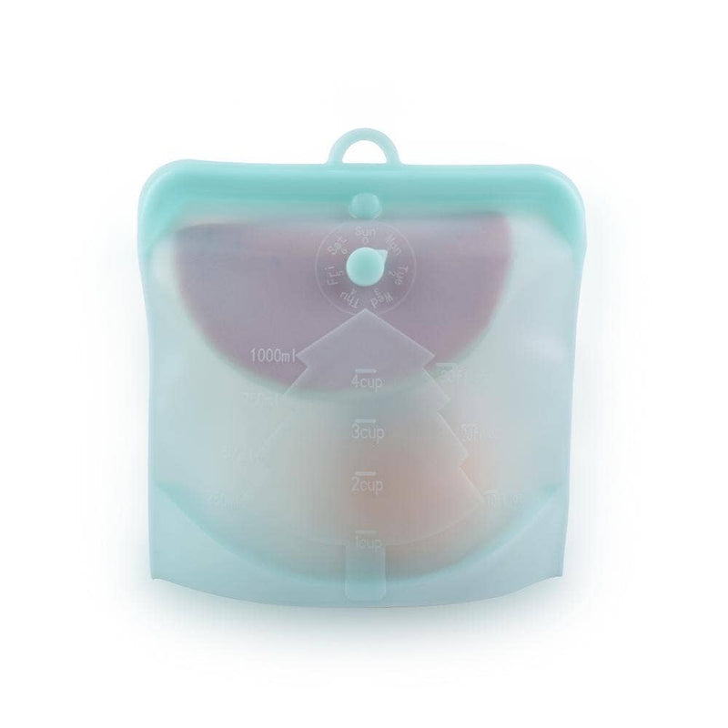 Turquoise Silicone Snap Close Bag – Medium | Reusable Food Storage | Zero-Waste Alternative
