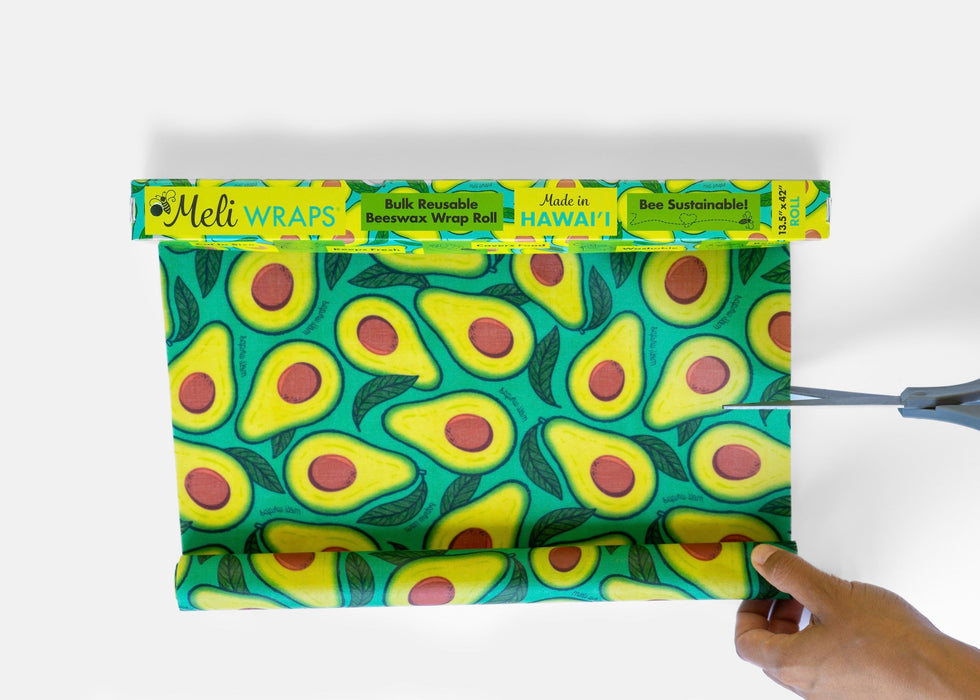 Beeswax Wrap Bulk Roll – Avocado Print | Reusable Organic Beeswax Wrap for Custom Food Storage Sizes (13.5" x 42")