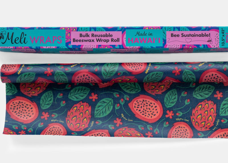Beeswax Wrap Bulk Roll – Dragonfruit Print | Reusable Organic Cotton Food Wraps