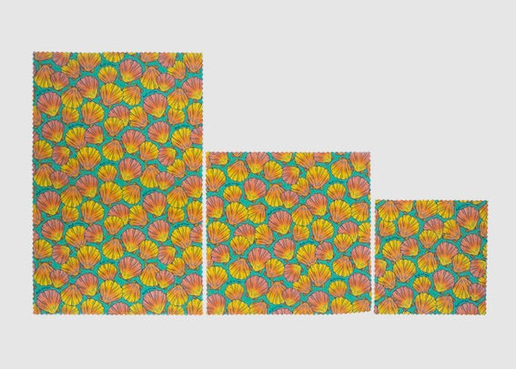 Beeswax Food Wrap – Sunrise Shell Print | Reusable Organic Cotton Wraps