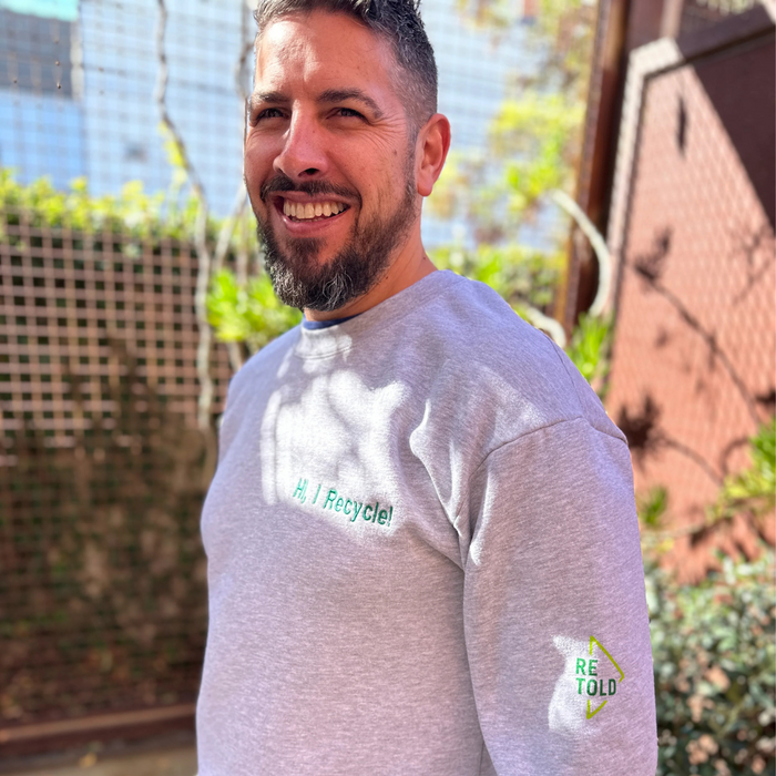 Eco-Friendly Crew Neck Sweater – “Hi, I Recycle!”