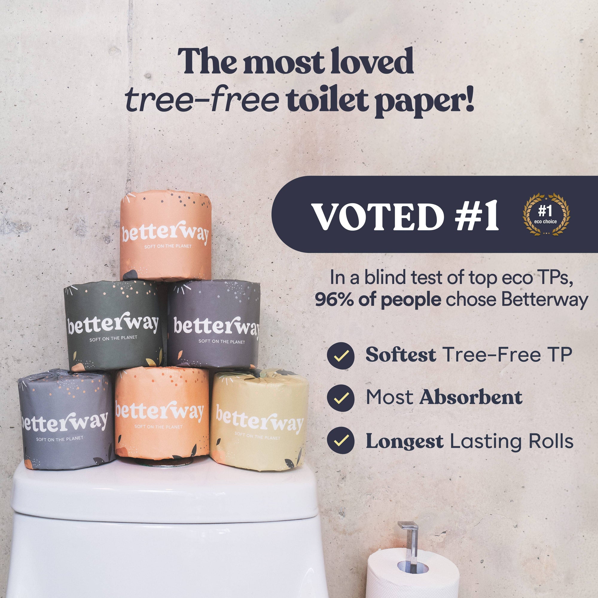 Betterway - Single-Wrapped Bamboo TP - 36-pack | White &amp; Natural Brown