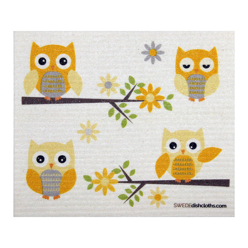 Mixed Owls Set of 3 cloths (One of each design) Swedish Dishcloths ECO  Absorbent Cleaning Cloth