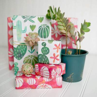 Watercolor Cactus • Double-Sided Eco Wrapping Paper • Everyday Edition