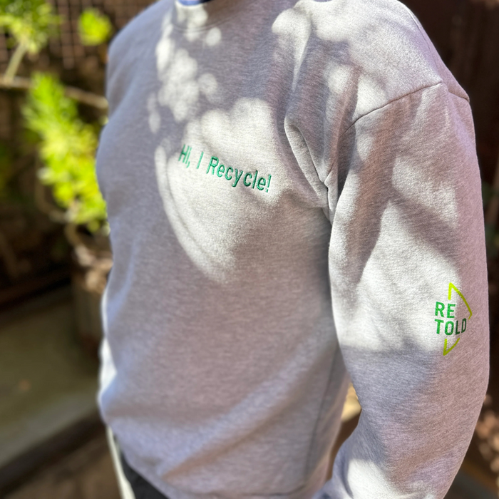 Eco-Friendly Crew Neck Sweater – “Hi, I Recycle!”