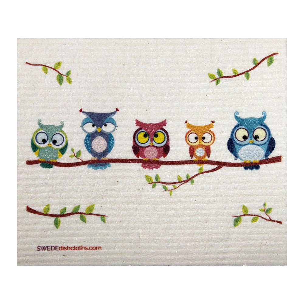 Mixed Owls Set of 3 cloths (One of each design) Swedish Dishcloths ECO  Absorbent Cleaning Cloth