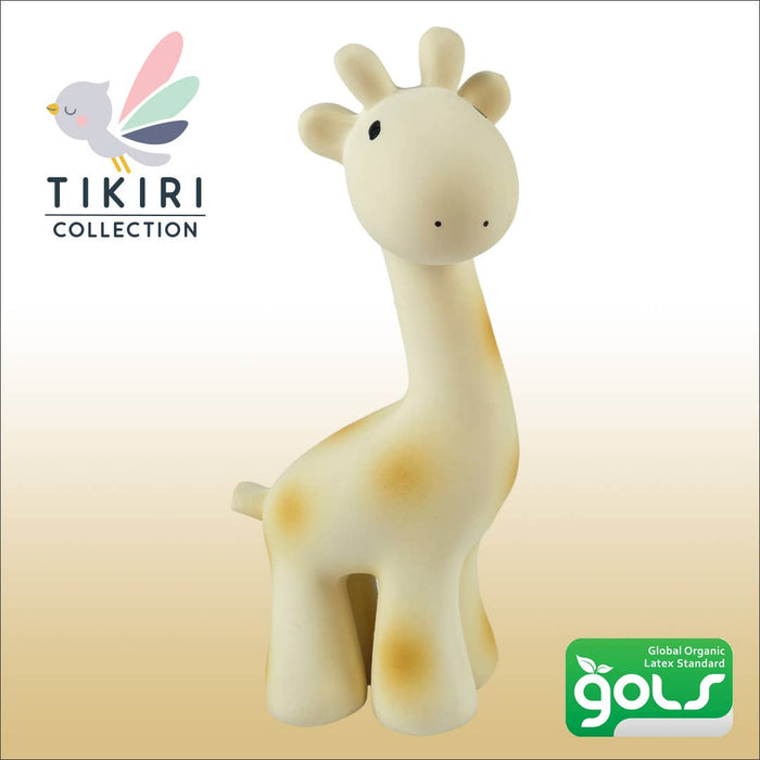 Tikiri Toys LLC - Giraffe Natural Organic Rubber Teether, Rattle & Bath Toy