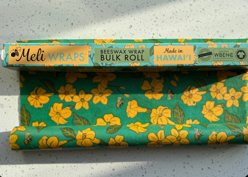 Beeswax Wrap Bulk Roll - Puakenikeni & Bee Print | Sustainable Plastic-Free Food Storage Roll