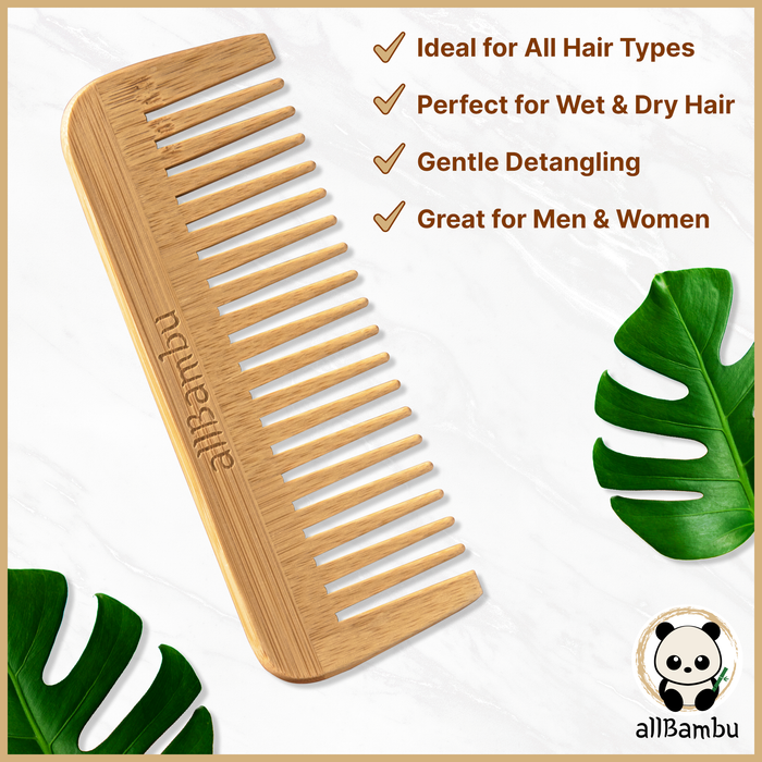 allBambu Inc - Bamboo Wide Tooth Comb