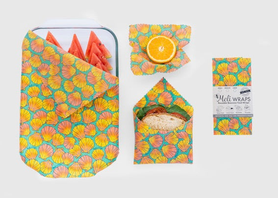 Beeswax Food Wrap – Sunrise Shell Print | Reusable Organic Cotton Wraps