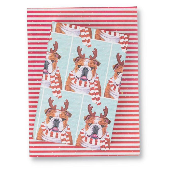 Wrappily Eco Gift Wrap Co. - Cozy Bulldog • Double-sided Eco Wrapping Paper • Holiday