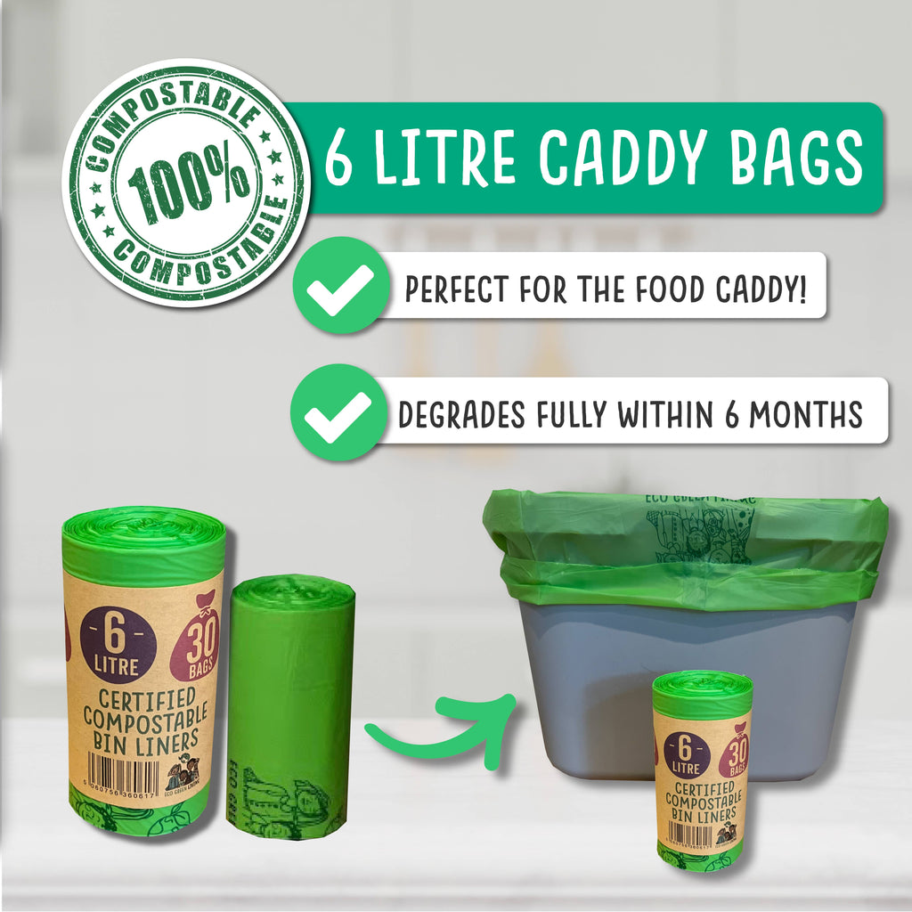 Compostable Caddy Bags | 1.5 gallons | Roll of 30 bags