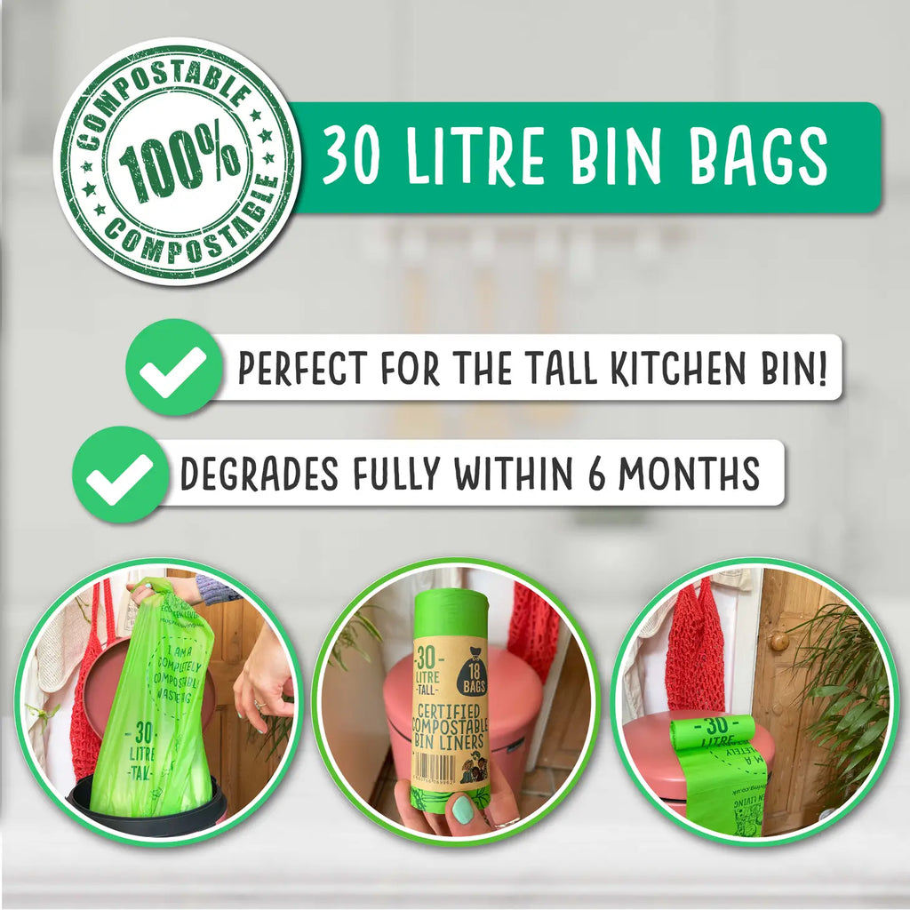 Compostable Bin Liners (8 gallon) | 1 roll of 18 bags