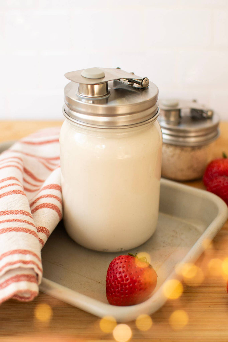 Pourable Jar Lid – Wide Mouth | Stainless Steel Mason Jar Pour Lid | Plastic-Free Kitchen Storage