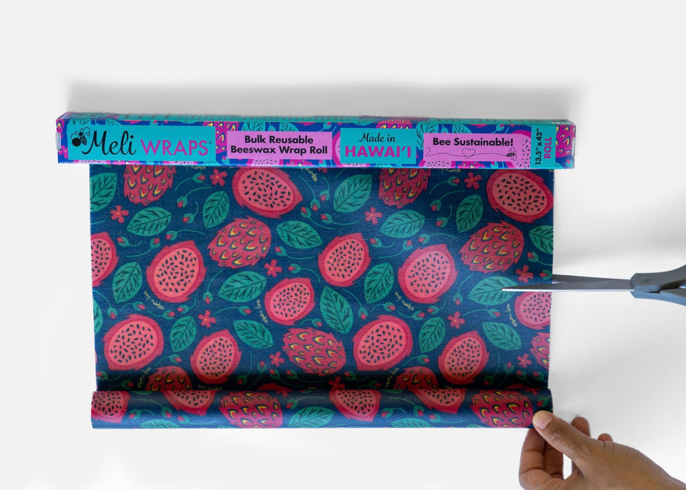 Beeswax Wrap Bulk Roll – Dragonfruit Print | Reusable Organic Cotton Food Wraps