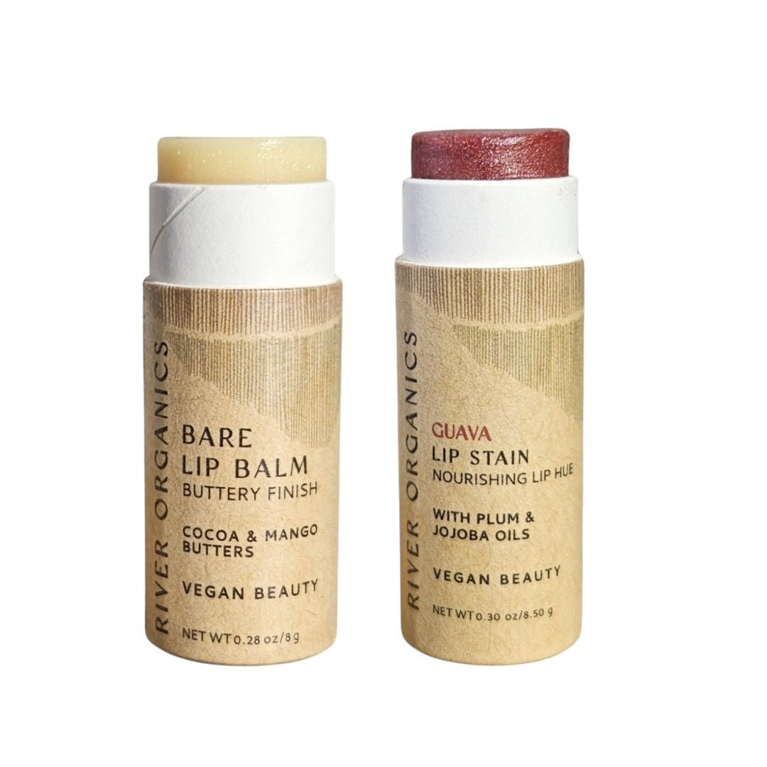 Set of 2 Lip Balms or Lip Stains – Vegan, Organic &amp; Plastic-Free | Hydrating Natural Lip Care