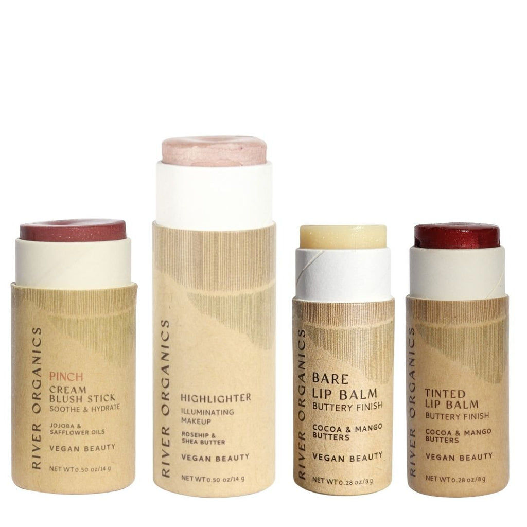 Colour Sets | Vegan, Plastic-Free Makeup Sets with Lip & Cheek Tint, Highlighter & Bronzer