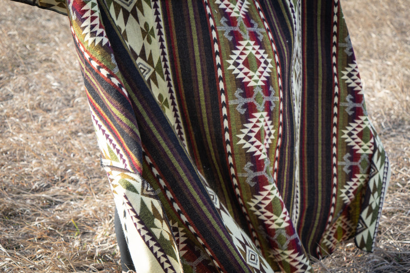 Andean Alpaca Wool Blanket – Cactus | Artisan Handmade Reversible Throw | Sustainable Ecuador Blanket