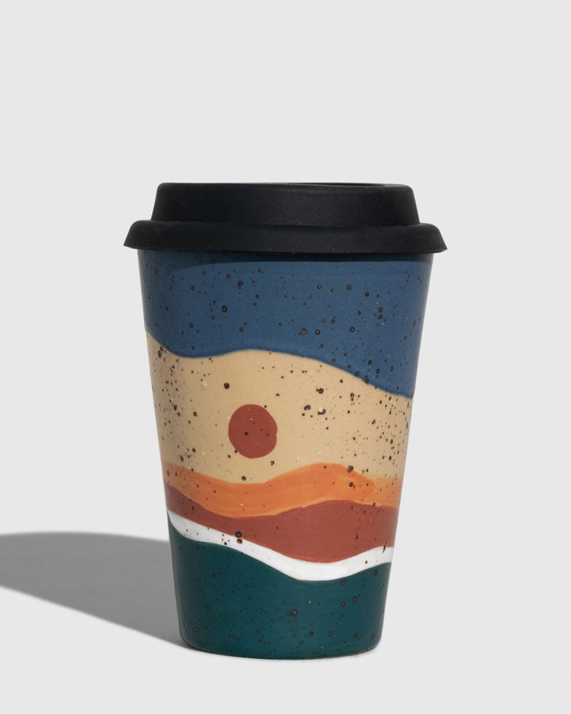 Stoneware Travel Mug with Silicone Lid – 12 oz