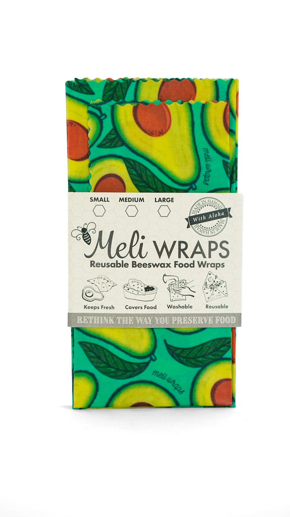 Beeswax Food Wrap – Avocado Print | Reusable Organic Beeswax Wraps for Food Storage (Small, Medium & Large)