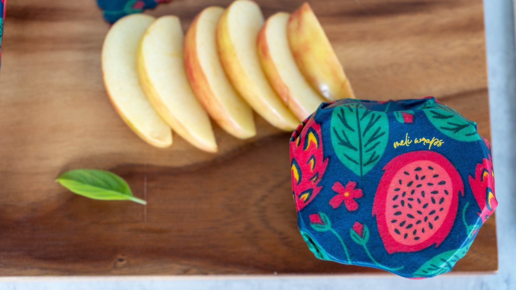 Beeswax Food Wrap – Dragonfruit Print | Reusable Organic Cotton Wraps