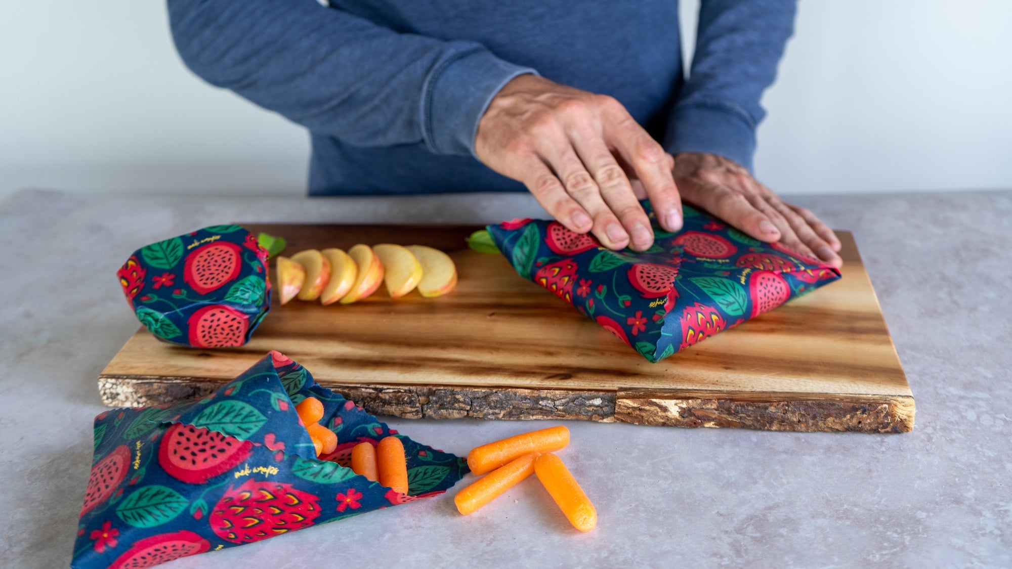 Beeswax Food Wrap – Dragonfruit Print | Reusable Organic Cotton Wraps