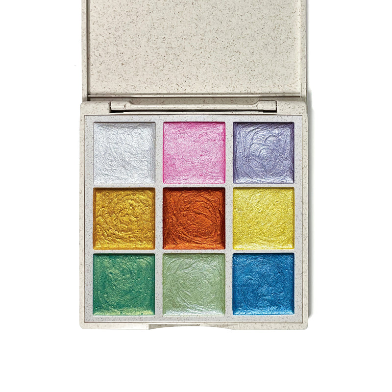 Metallic Watercolors – 9 Shimmering Colors | Eco-Friendly Wheat Straw Palette