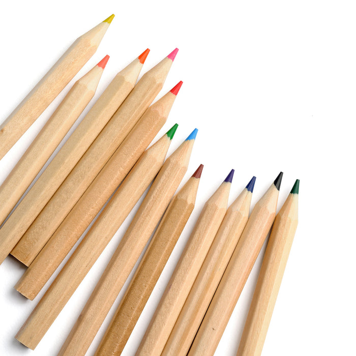 Colored Pencils – 12 Pack | Tall & Travel Size Beechwood Pencils | Eco-Friendly Art Supplies